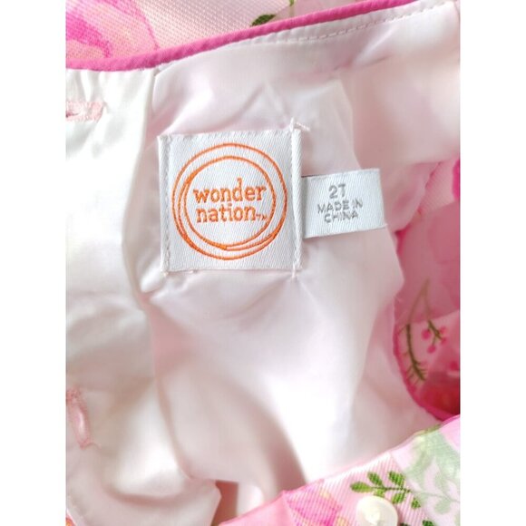 Wonder Nation Girls Pink Polyester Floral Print Rosette Dress, Size 2T. - Picture 3 of 9